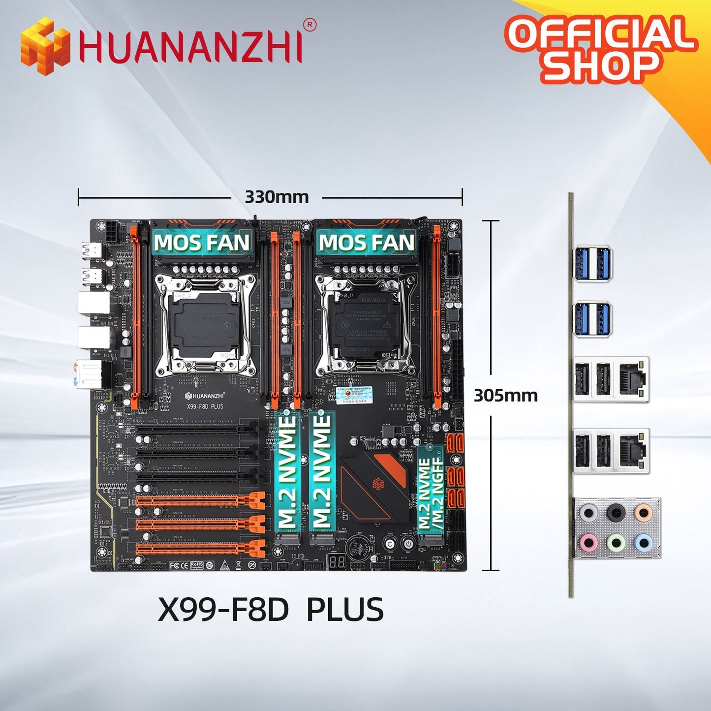 HUANANZHI X99 F8D PLUS LGA 2011-3 XEON X99 Motherboard support Intel Dual CPU E5 2640 2666 2670 2696 V3 V4 DDR4 RECC NVME NGFF