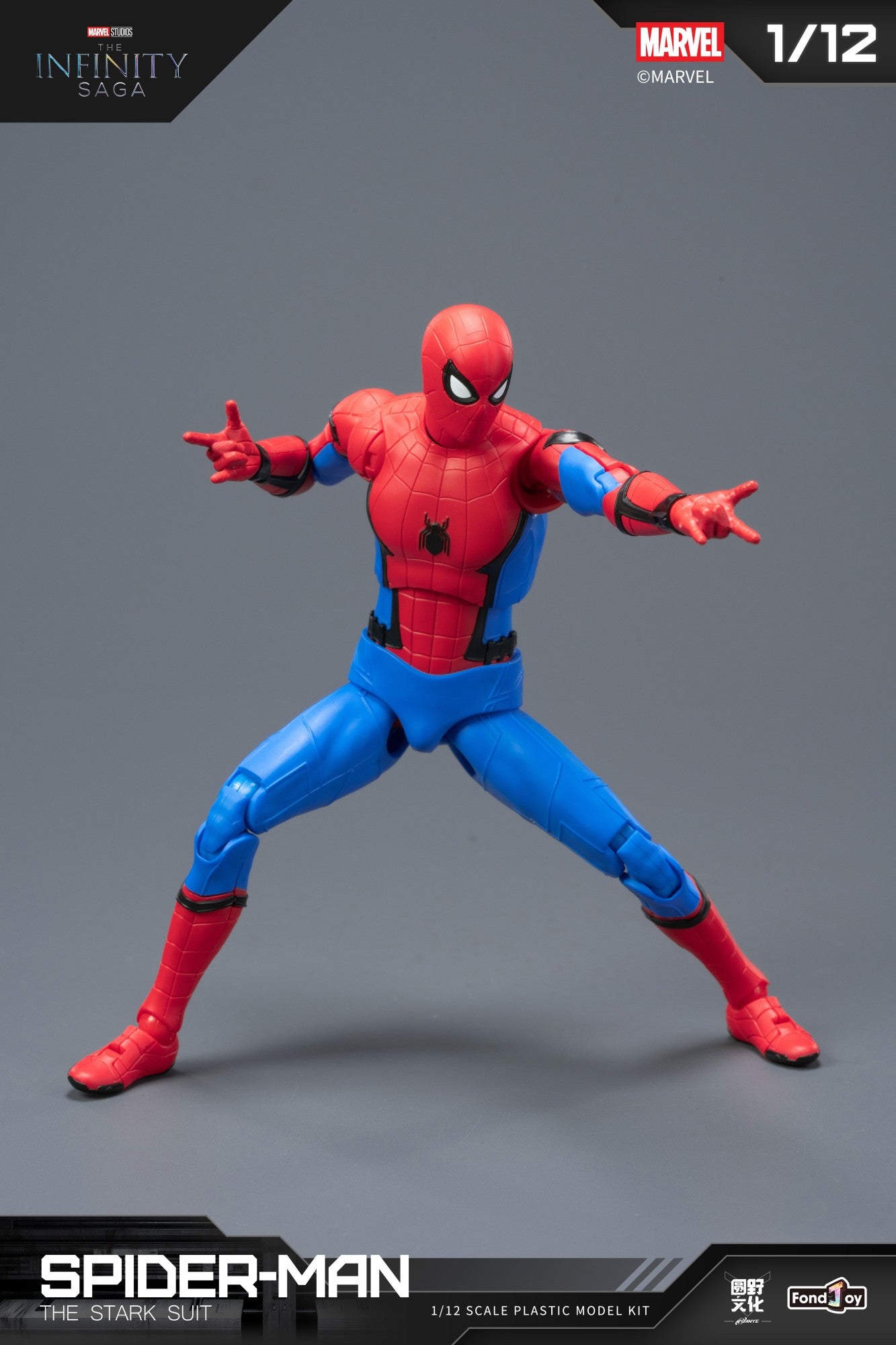 Kit de Modelo Homem-Aranha Fondjoy Escala 1/12 Figura de Ação Articulada Traje Stark da Saga do Infinito Brinquedo Infantil de Presente