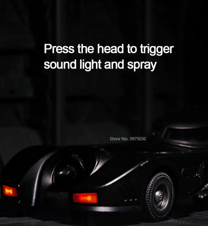1:24 Scale 1989 Batmobile Sports Car Alloy Miniature Model Metal Diecast Vehicle Sound Light Plaything Decoration Gifts for Kids