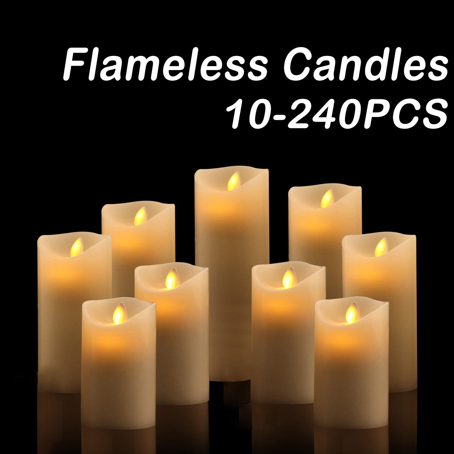 10-240pcs Flameless Fake Candle LED Flickering Candles with Remote Control Battery Operated Pillar Candles for Valentine's Day