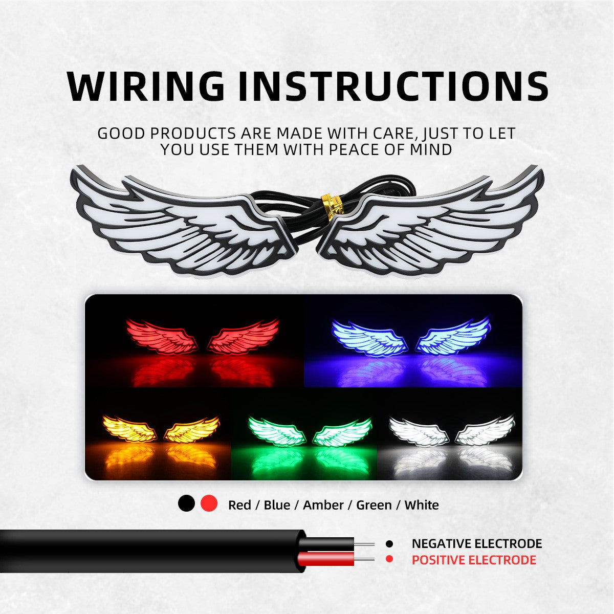 Luz LED de Moto em Formato de Asa Olhos de Águia Luz Traseira Decorativa Luz Criativa Pisca-Pisca Indicador de Seta