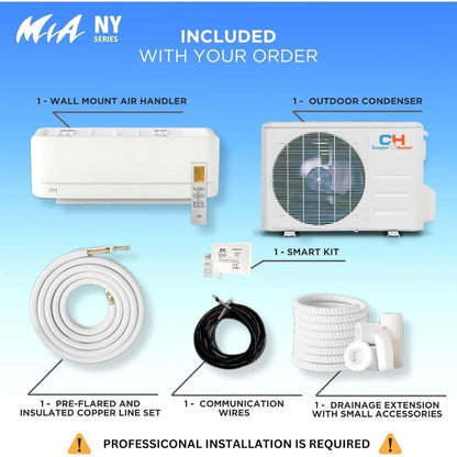Ar Condicionado e Bomba de Calor Mini Split sem Dutos de Parede de Zona Única Cooper & Hunter 9.000 BTU 115V – 21.5 SEER2