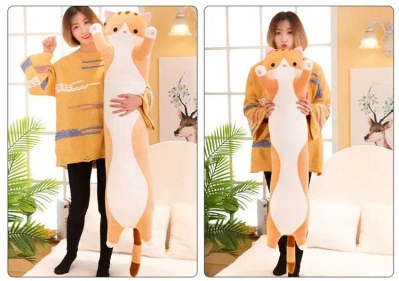 Long Cat Plush Body Pillow Creative Cute Animal Stuffed Cushion Soft Sofa Decorative Throw Pillow Large Sleeping Cushion Decor