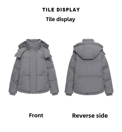 Winter Grey Heart Shaped Short down Cotton Jacket Men Women Couple Bread Style Outerwear Unique Design Sensation Coat