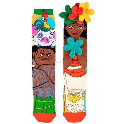 Presente de Natal Disney Menina Fofa Meia-Cano Médio Tridimensional Fashion Orelhas Artesanais Meias Artesanais Acessório Cosplay Mickey Minnie