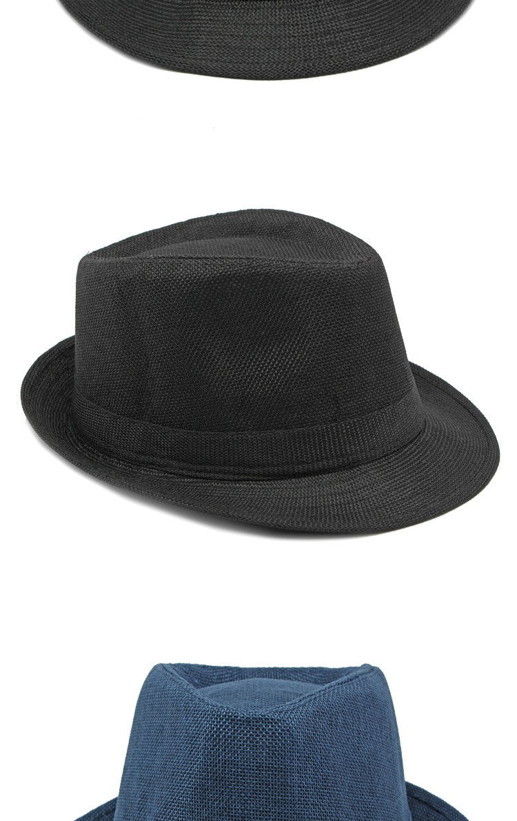 Middle-aged Spring and Summer Outdoor Sun Protection Hat Beach Top Hat Female Casual Retro Jazz Linen Hat  Fedoras for Man Party