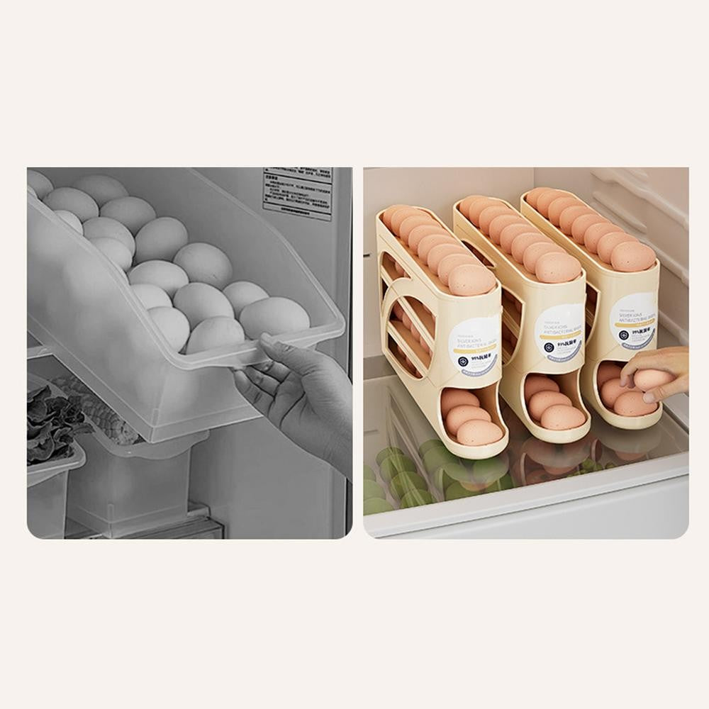 Auto Rolling Egg Dispenser 4 Tiers Auto Rolling Egg Storage Dispenser Rack Reusable Organizer Kitchen Egg Container for