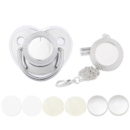 New Blank Baby Pacifier Clip Holder Set Personalized Newborn Dummy BPA Free Luxury Silicone Infant Teether Baby Soother