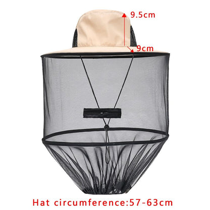 Chapéu Mosquiteiro Com Tela Protetora Repelente Insetos Abelhas Proteção Masculino Feminino Chapéu De Pesca Protetor Solar Ao Ar Livre