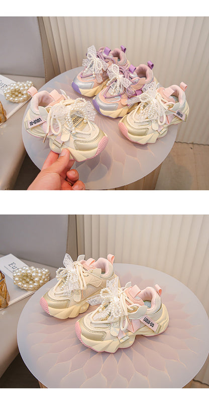 Autumn Sneakers For Kids Korean Style Trend Fashion Girl's Sneakers Soft-soled Breathable Teenager Children Sport Shoes