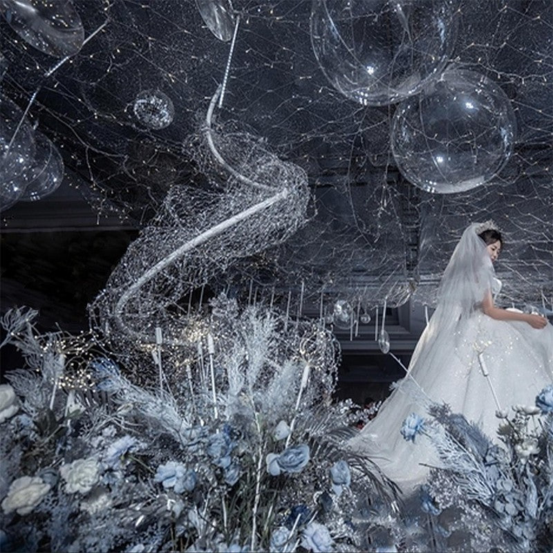2024 Upgrade Wedding Ceiling Decor Starry Sky Wrought Iron Net With Luminous Lamp Beads Party Prop For Christmas And Birthday