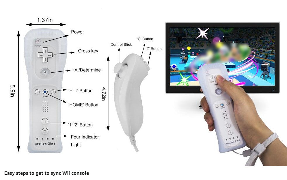 STORM WYRM Controllers Compatible for Wii and Wii U with Built in Motion Plus, Controller with Silicone Case and Wrist WU001