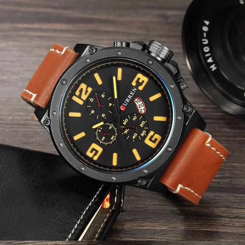 CURREN 8124,8208,8192,8230 Factory Watch Men Calendar Sport Military Male Clock Brand Luxury Origianl PU Leather Band Wristwatch