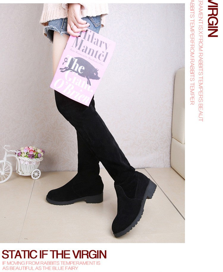Winter women new knee high boots Outdoor suede antislip shoe Roundtoe casual elastic boot Comfortable fashion ladies shoes Botas