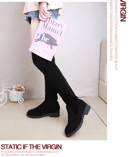 Winter women new knee high boots Outdoor suede antislip shoe Roundtoe casual elastic boot Comfortable fashion ladies shoes Botas