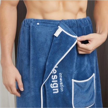 Men Bath Towel Grooming Towel for Men Men's Quick Dry Bath Towel Wrap with Secure Buckle Pocket for Gym Spa Sauna for Shower