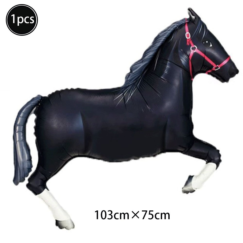 1pc Oversized Horse Balloon Cowboy Giant Horse Aluminum Film Balloon Farm Animal Horse Theme Birthday Party Decoration Kids Toys