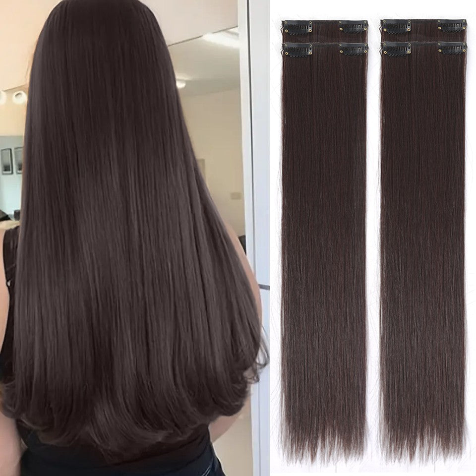 LUPU Aplique de Cabelo de Fibra Sintética, Fácil de Usar, Resistente ao Calor, 40/50/60 cm, Conjunto de 4 Peças, Versátil para Todos os Usuários