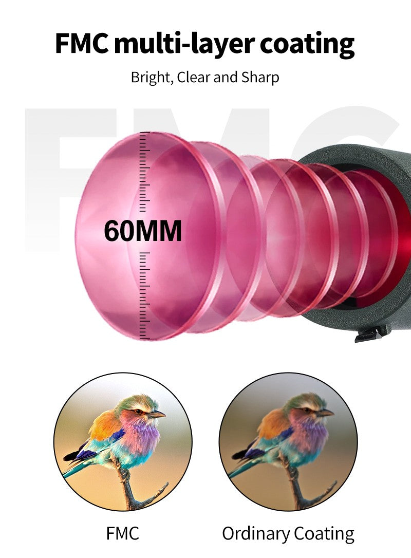 Luneta Terrestre com Zoom 25-75x60 Lente ED Poderoso Monocular Prisma Bak4 para Acampamento ao Ar Livre Observação de Pássaros Tiro Esportivo