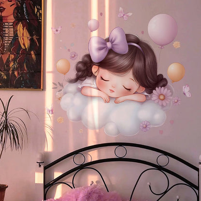 Girl Moon Butterflies Wall Stickers Kid Girls Room Bedroom Decoration Baby Nursery Home Decor Accessories Living Room Wall Decal