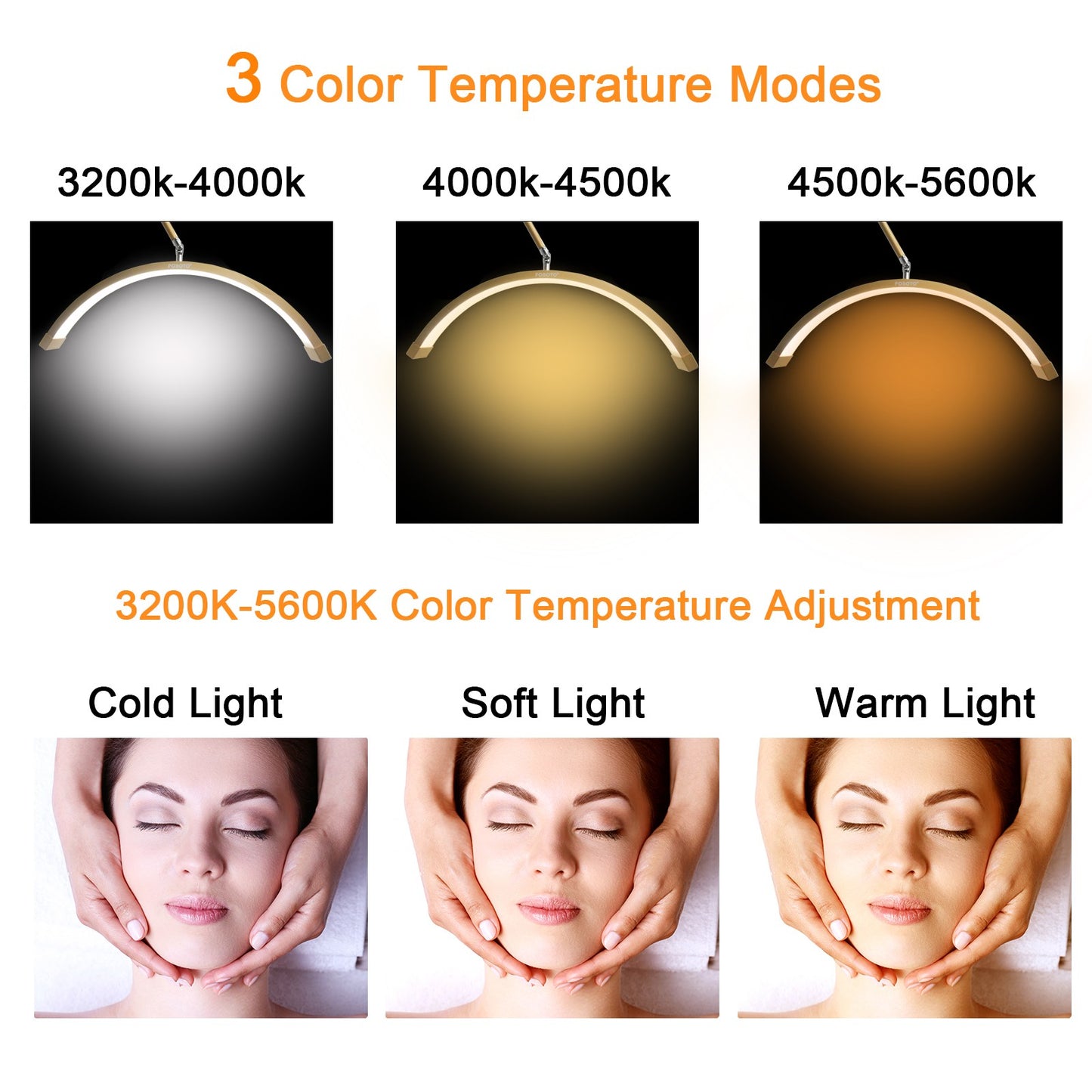 Fosoto Dimmable LED Video Light wall mount half moon light 3200K-5600K Fill light for Beauty Salon Makeup Nail Barbershop