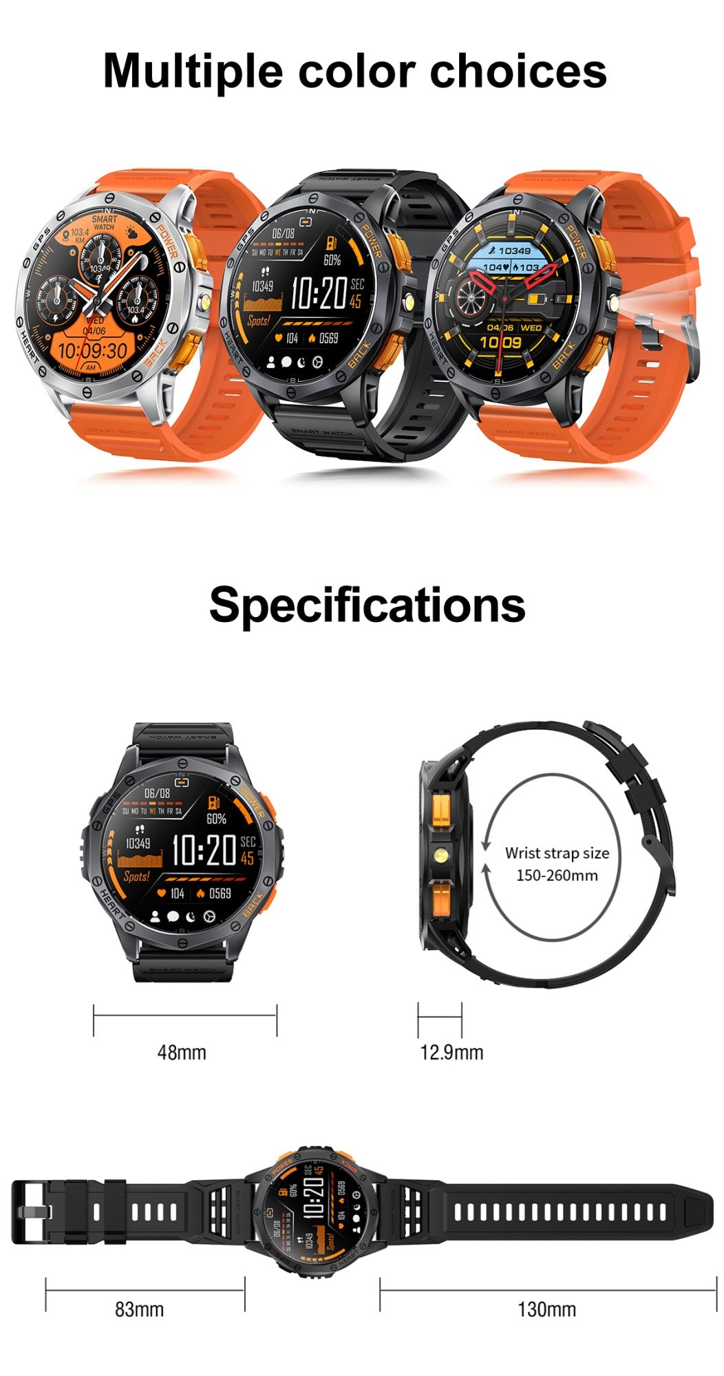 Smartwatch LIGE Novo para Esportes ao Ar Livre com GPS, Bússola, Tela AMOLED de 1.43", Bateria de 530mAh, Monitor Cardíaco, Chamadas Bluetooth e À Prova D'Água