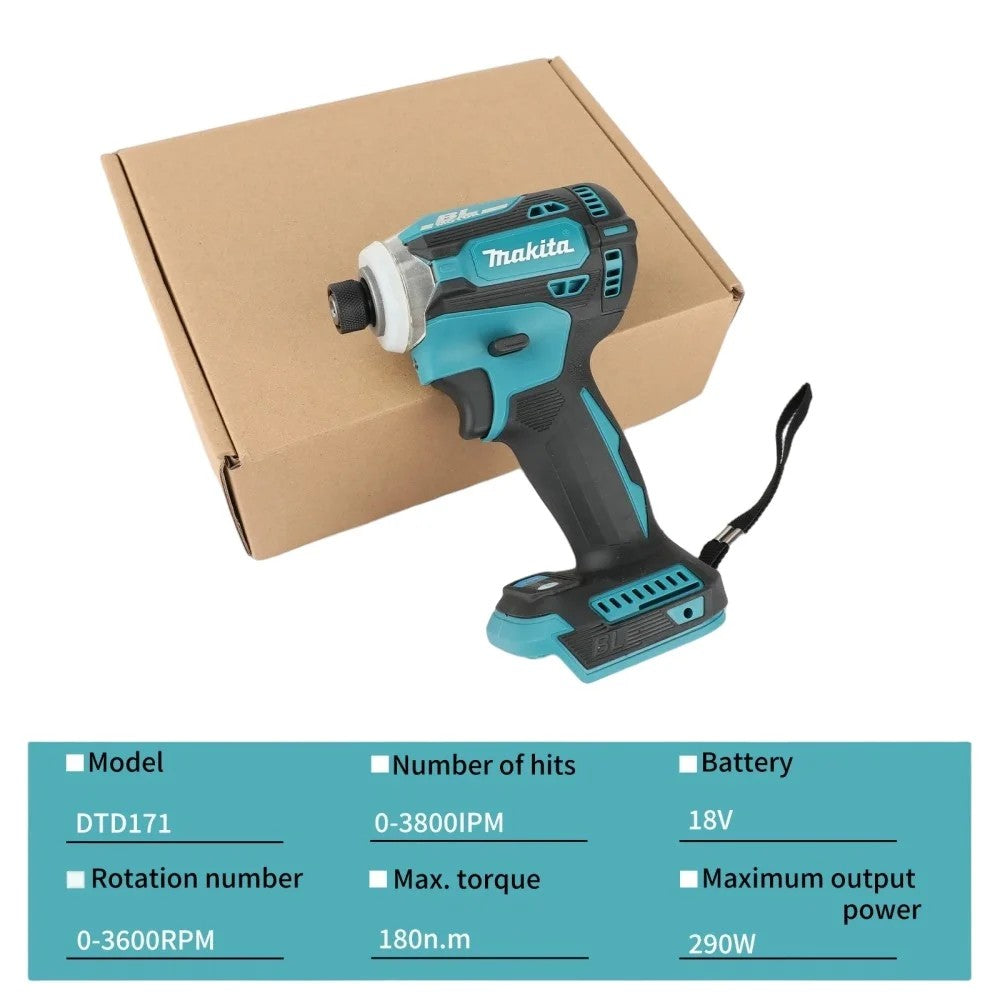 Parafusadeira de Impacto Makita DTD171 Brushless: Ferramentas Elétricas Sem Fio, Motor BL 18V, Furadeiras de Parafusadeira Recarregáveis, Unidade sem Bateria e Carregador