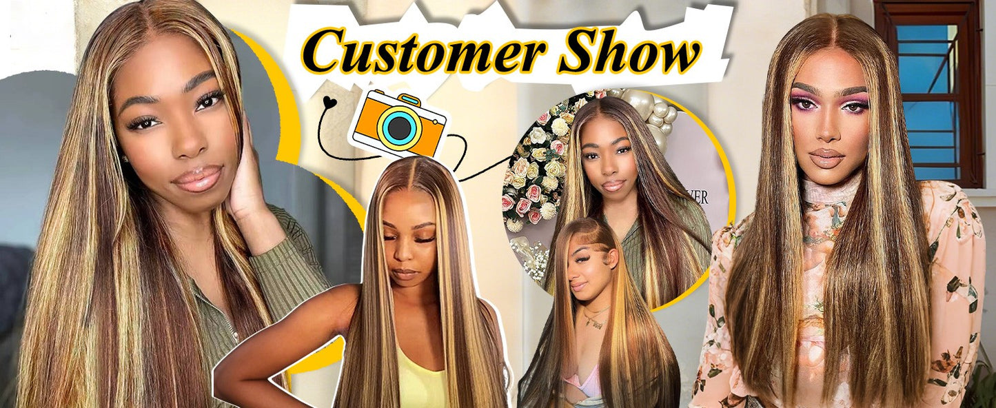 Yiwigs 15A Grade P4/27 Straight Highlight Ombre Colored 100% Raw Virgin Human Hair Bundles Brown Hair Weave Extensions For Women