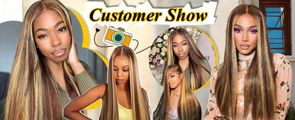Yiwigs 15A Grade P4/27 Straight Highlight Ombre Colored 100% Raw Virgin Human Hair Bundles Brown Hair Weave Extensions For Women