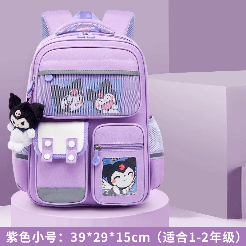 Mochila infantil de grande capacidade estilo britânico para meninas do ensino fundamental, leve, que reduz o peso e protege a coluna vertebral