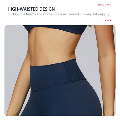 Hearuisavy Sports Set Women Gym H-Back Brushed-Feel Yoga Bra Running Breathable Quick Dry Tight Fitness Top High Waisted Pants