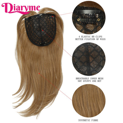 Cabeça Topo Pedaço de Cabelo Falso Sintético Liso Peruca Topper Reedição Bloco Toupee Substituição Peruca Clipe Em Extensões de Cabelo Cabelo Falso
