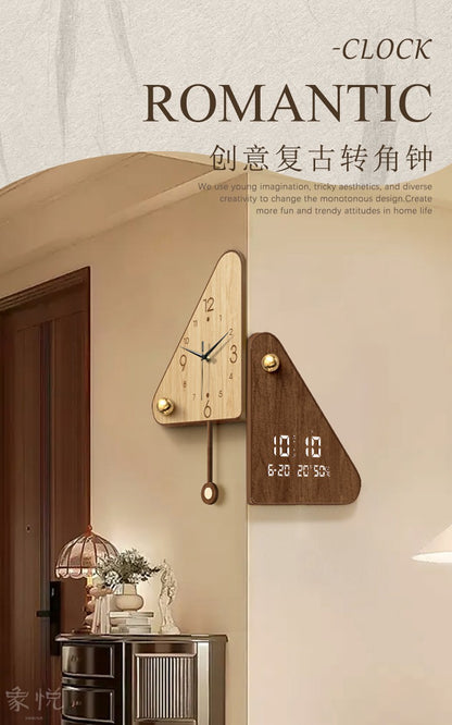 Double-sided Wall Clock Corner Perpetual Calendar Electronic Clock Medieval Style Without Punching Clock Wall Hanging