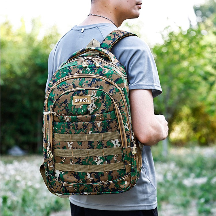 Mochila camuflada unissex | bolsa de viagem multi-bolso, adequada para atividades ao ar livre e viagens curtas - mochila de trilha preta
