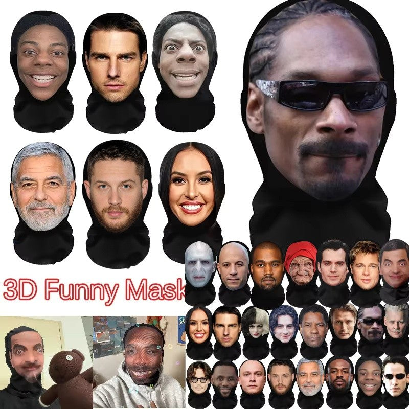 Realistic 3D Mask Full Face for Women Man Cosplay Accessories Mascaras Halloween Masquerade Mesh Headgear