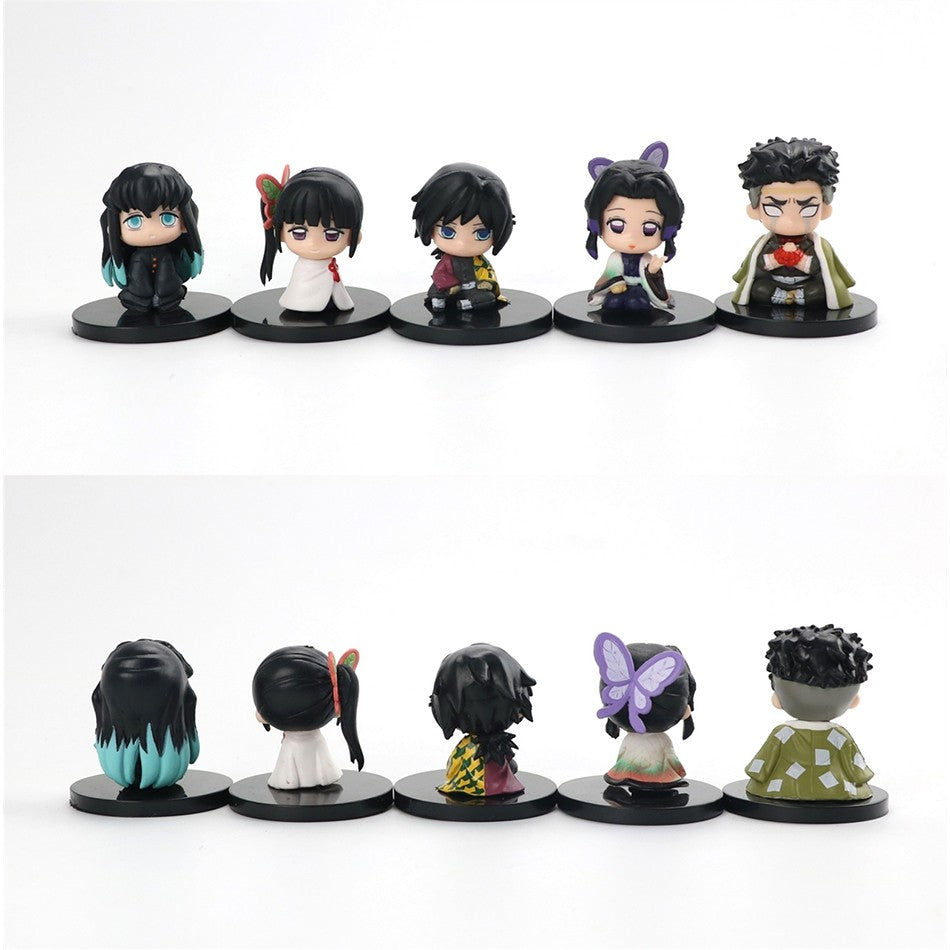 Q Posket Figure Atacado Demon Slayer Mini Estatueta 5Pcs 10Pcs 12Pcs 15Pcs Conjuntos Kimetsu No Yaiba Pequenas Bonecas de PVC Decoração de Mesa