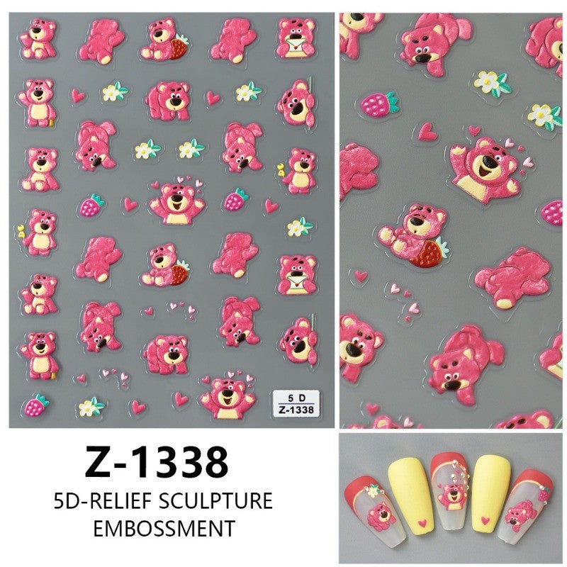 Adesivo de Arte para Unhas Disney Toy Story em Relevo 5D Desenho de Alienígena Lotso Decoração de Unhas Decalques Autoadesivos para Unhas DIY Decalque de Manicure