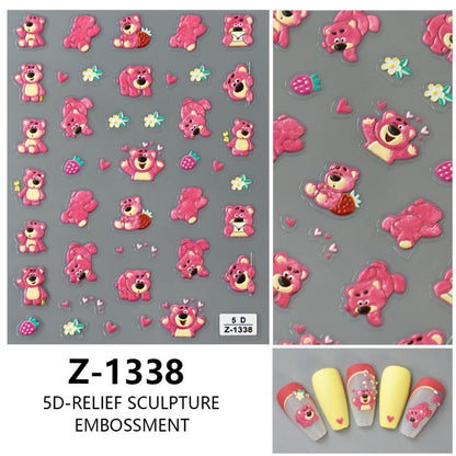 Adesivo de Arte para Unhas Disney Toy Story em Relevo 5D Desenho de Alienígena Lotso Decoração de Unhas Decalques Autoadesivos para Unhas DIY Decalque de Manicure