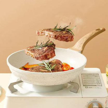 Panela Wok Antiaderente Frigideira Cerâmica Pedra Medicinal Fogão a Gás Indução Utensílios de Cozinha Universais Panela Antiaderente para Bife e Molhos