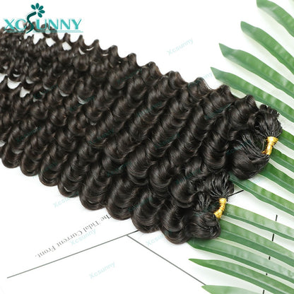 Deep Wave Feather Crochet Human Hair Pre Separated Knotless Crochet Human Hair Extensions For Braids No Shedding Can Be Reused