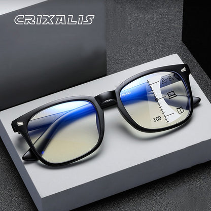 Óculos De Leitura Multifocal Quadrado CRIXALIS Óculos Masculino Fashion Com Dioptrias Antirreflexo Computador Feminino UV400
