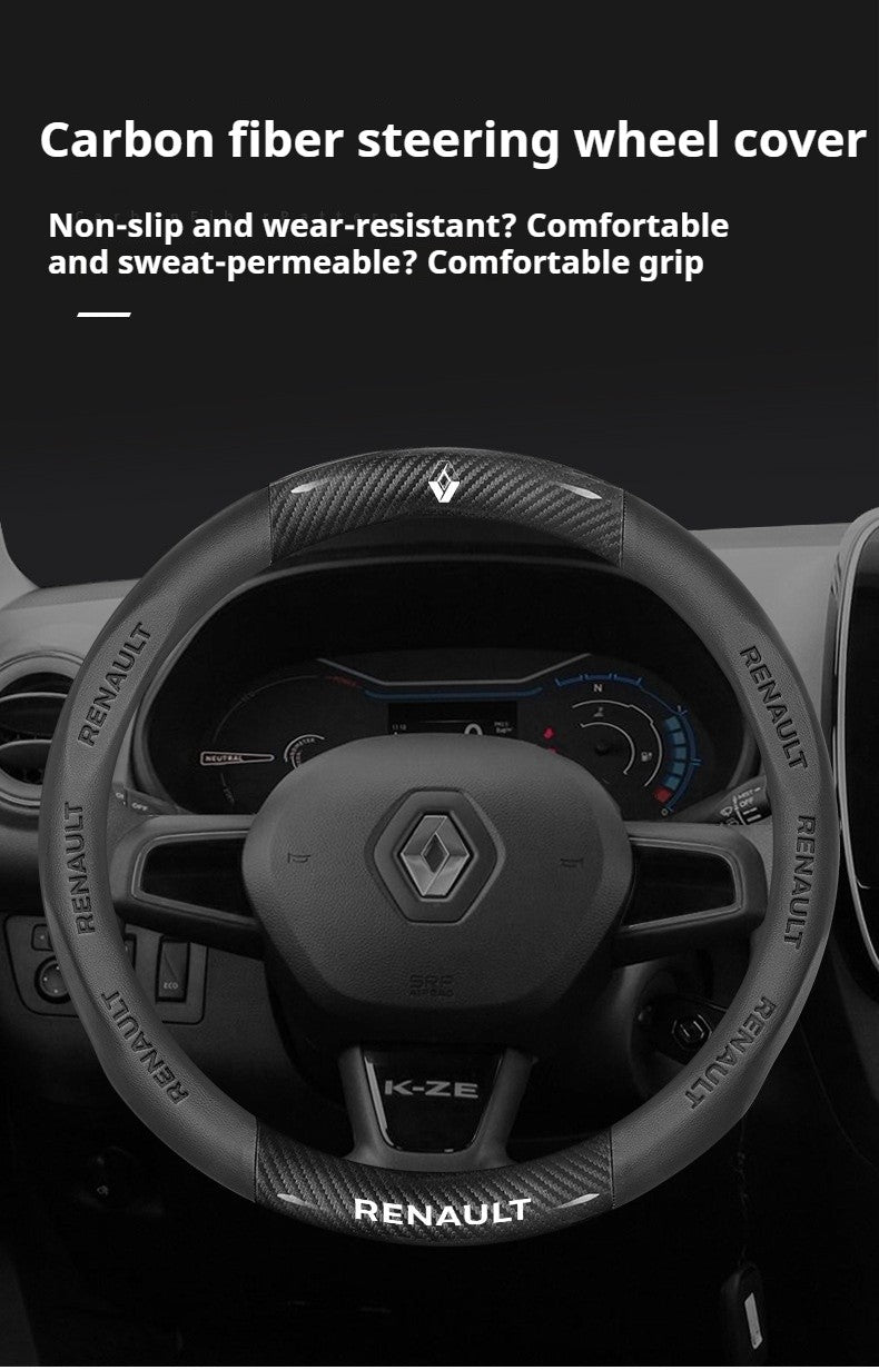 Capa de Volante de Carro em Fibra de Carbono para Renault Scenic Clio Laguna 2 3 4 5 Kangoo Fluence Megane Trafic Talisman Twingo Kaptur