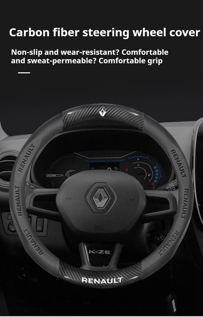 Capa de Volante de Carro em Fibra de Carbono para Renault Scenic Clio Laguna 2 3 4 5 Kangoo Fluence Megane Trafic Talisman Twingo Kaptur