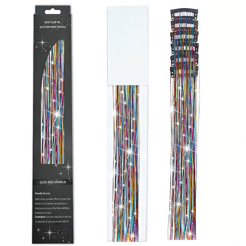 6/12 peças de tic-tac de cabelo sintético, peça única, extensões de cabelo com brilho feminino, kit de enfeites de cabelo, peruca brilhante resistente ao calor