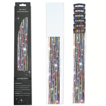 6/12 peças de tic-tac de cabelo sintético, peça única, extensões de cabelo com brilho feminino, kit de enfeites de cabelo, peruca brilhante resistente ao calor