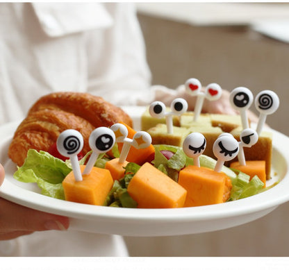10/30/50 unidades de Mini Espetos Olhos de Desenho Animado Fofos Kawaii Caixa de Almoço Bento Palitos de Comida e Fruta Garfos Bastões de Buffet Decoração de Sanduíches