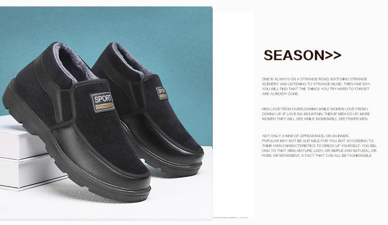 Men's winter new boots,men's plush thick elderly shoes,cold resistant and warm men's boots, thick soled comfortable cotton boots