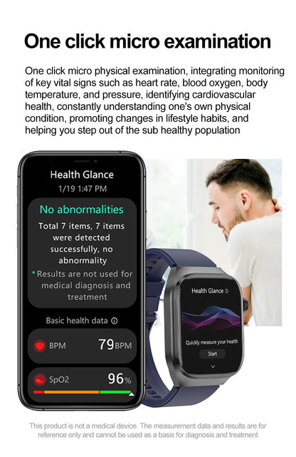 Smartwatch 2025 Novo ECG Chamada BT Feminino Frequência Cardíaca Lipídios Sanguíneos Ácido Úrico Saúde Monitores AI Voz 650mAh Esportivo