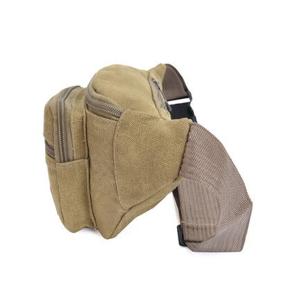 Thick canvas waist bag, outdoor leisure sports crossbody chest bag, men's portable change phone bag, multifunctional-A-DH