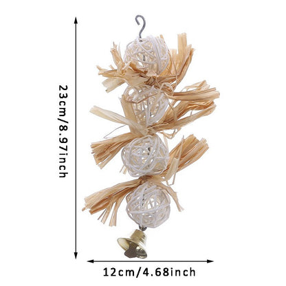 Brinquedo para Pássaros Bola de Bucha Takraw Papagaio Arara Cinzento Africano Periquito Cacatua Calopsita Arara Agapornis Mordedor para Gaiola